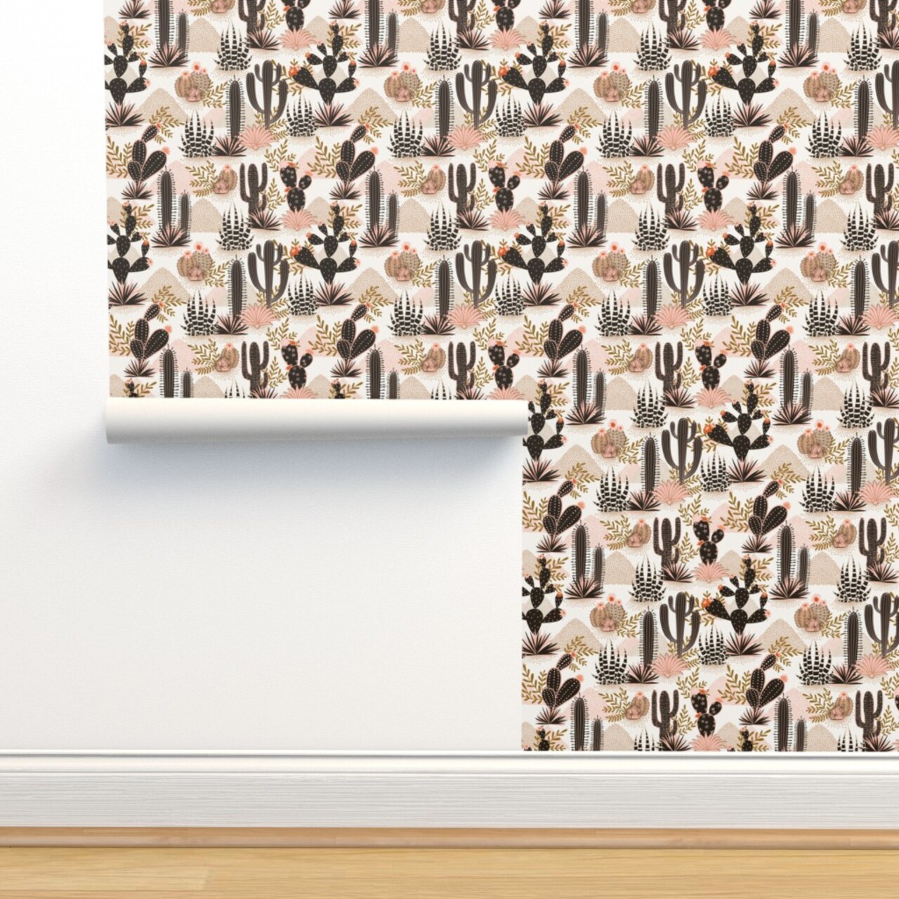 Southwestern Cacti Modern Rustic Country Western Style Down Home Cowboy Cowgirl Custom Removable Wallpaper by Spoonflower Peel & Stick Wallpaper 2FT Wide